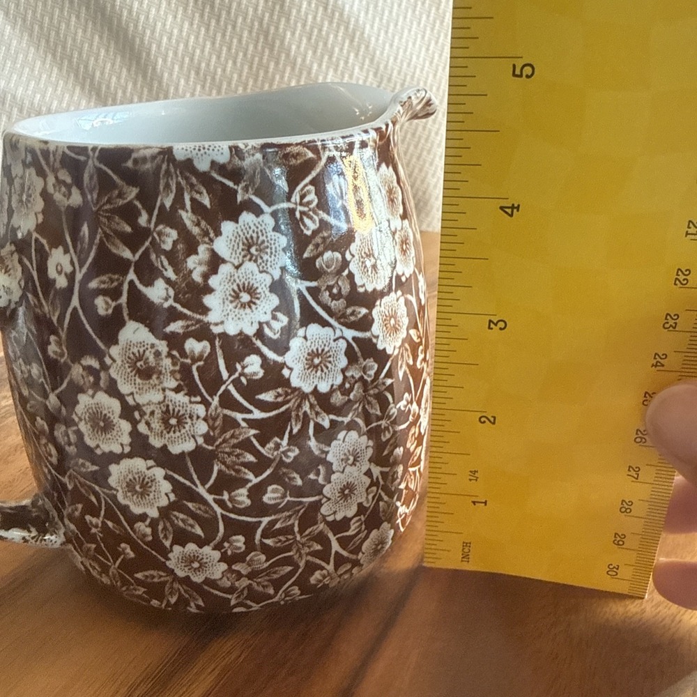 Crownford Calico Brown Pitcher 24 oz Creamer Jug England Discontinued - Picture 7 of 9